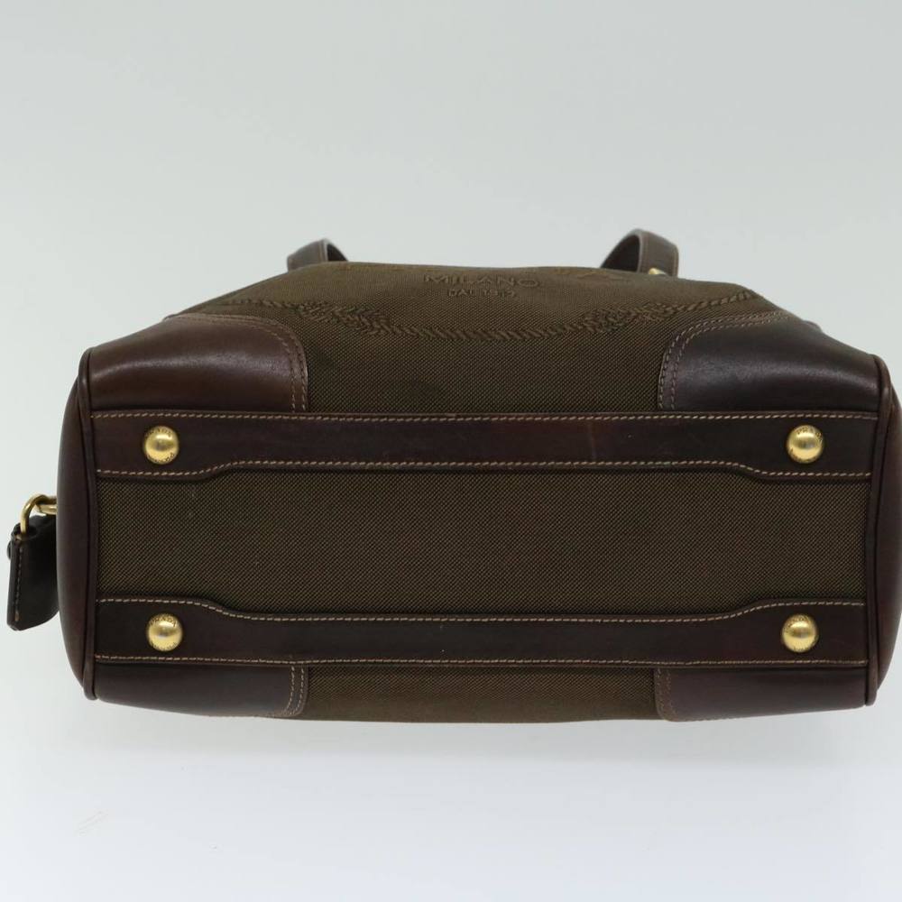 PRADA Mini Boston Bag Boston Bag Canvas Leather Brown Auth hk1091 - Picture 5 of 16